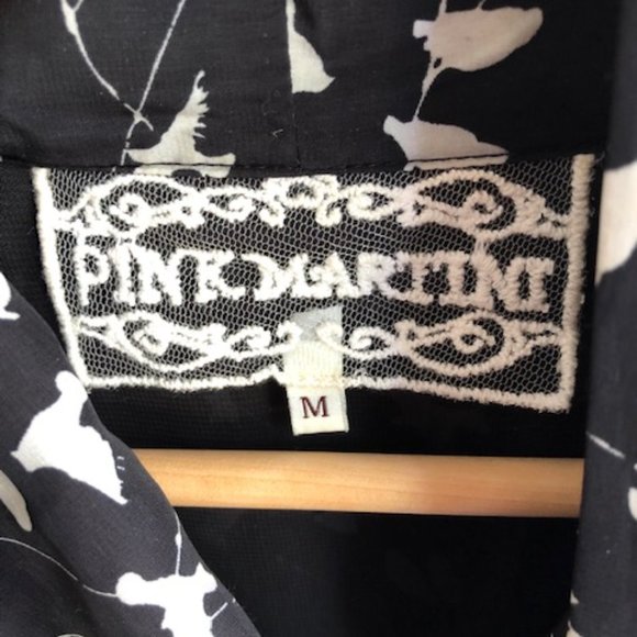 Pink Martini Dress - Medium, Black w/ White Birds, Midi-length, Short sleeves - Picture 3 of 7